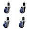 Service Caster 3.5'' SS Blue Poly Wheel Swivel 1-3/4'' Expanding Stem Caster Set, 4PK SCC-SSEX20S3514-PPUB-BLUE-134-4 - alternate 1